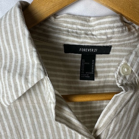 Forever 21 Cream/White Striped Button Down Shirt - Picture 2 of 4